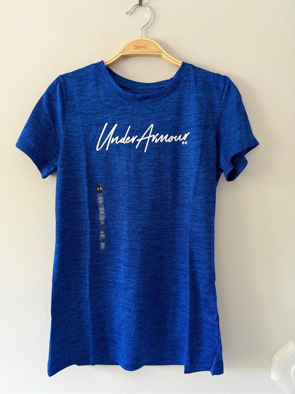 NWT Under Armour Women's Royal Blue Short Sleeve Script Logo Tee